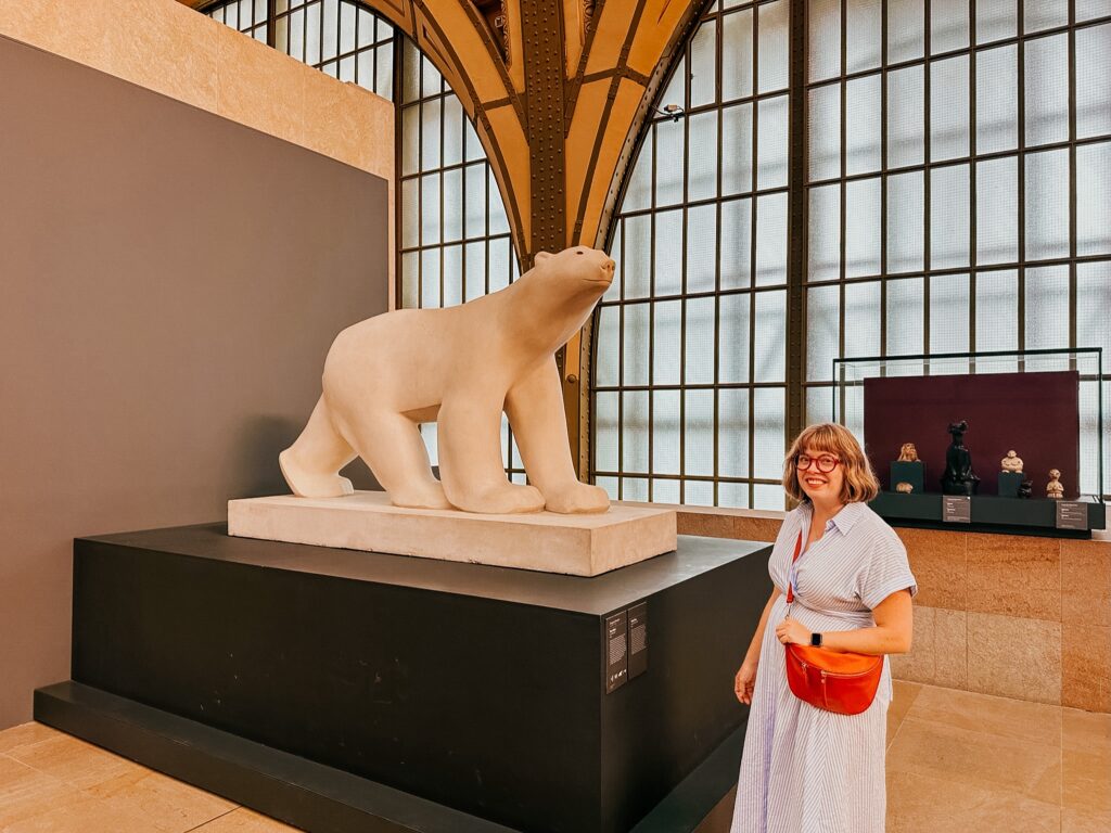 polar bear sculpture at the Musee d'Orsay in Paris.