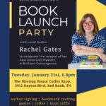 Image includes details for a book launch party to be hosted on January 21st, 2025